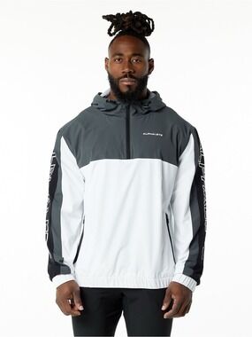 Alphalete Infinity Tech Jacket Size Small White Grey Windbreaker